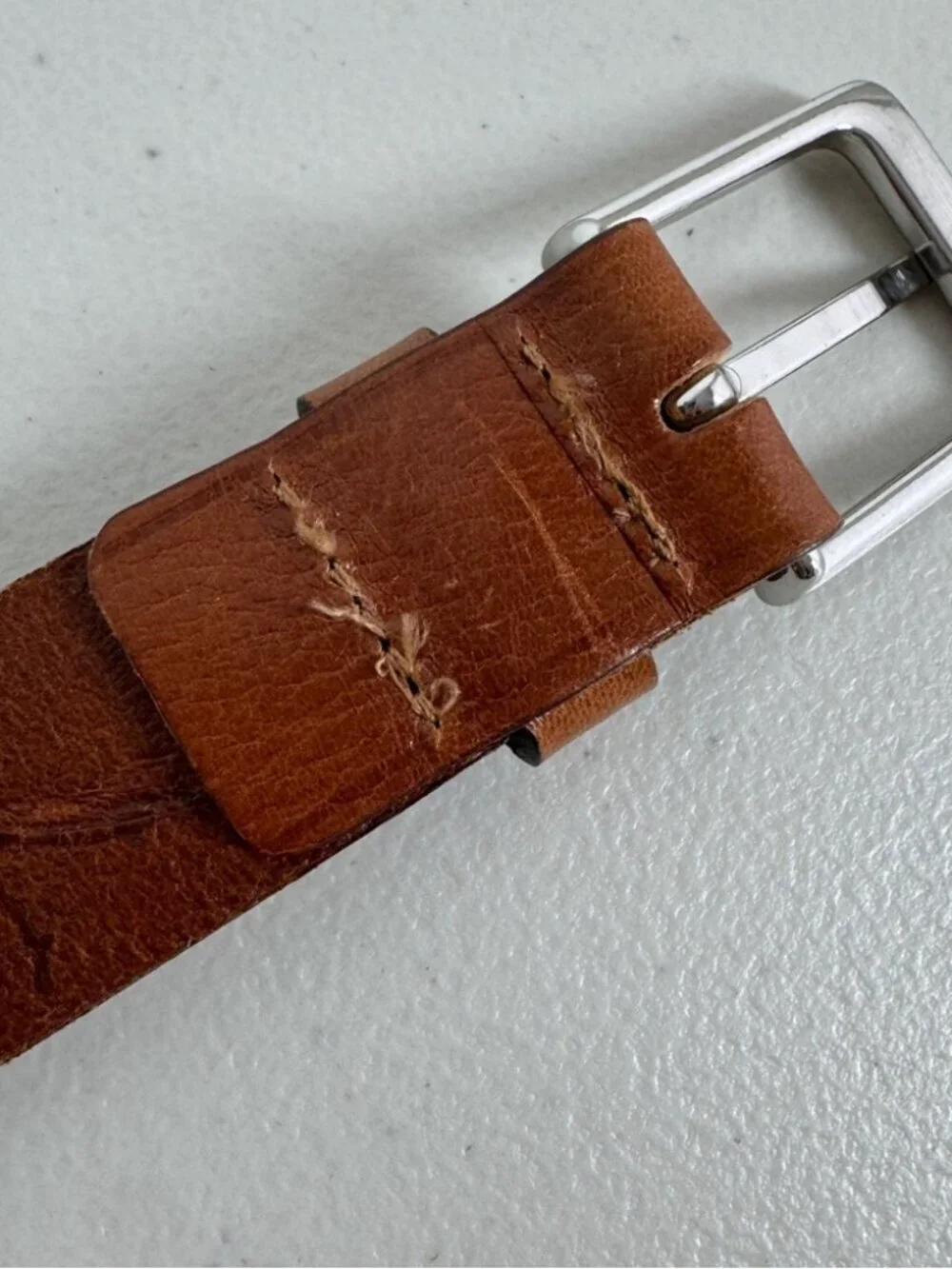 Swedish Leather Belt Brown Genuine Leather Silver Buckle Classic